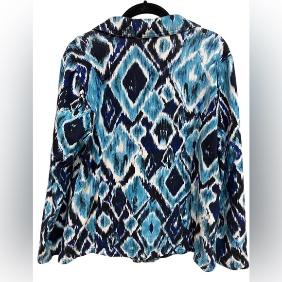 Weekends By Chico’s Women’s Diamond Print Full Zip Jacket Size 2 Large - Picture 2 of 4